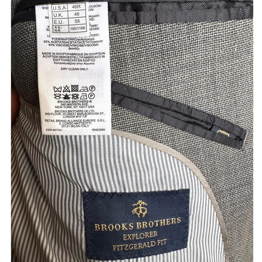 Brooks Brothers Explorer Fitzgerald‎ Fit Gray Wool Blend Sport Coat Blazer 46R